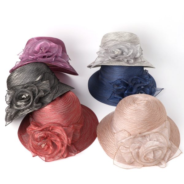 2024 new wholesale organza flowers caps for women summer visor cap travel floppy hat custom rope hats - Image 4
