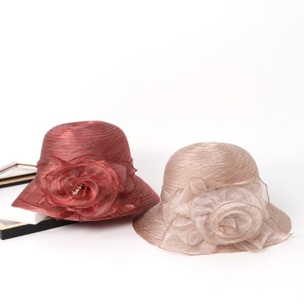 2024 new wholesale organza flowers caps for women summer visor cap travel floppy hat custom rope hats - Image 5