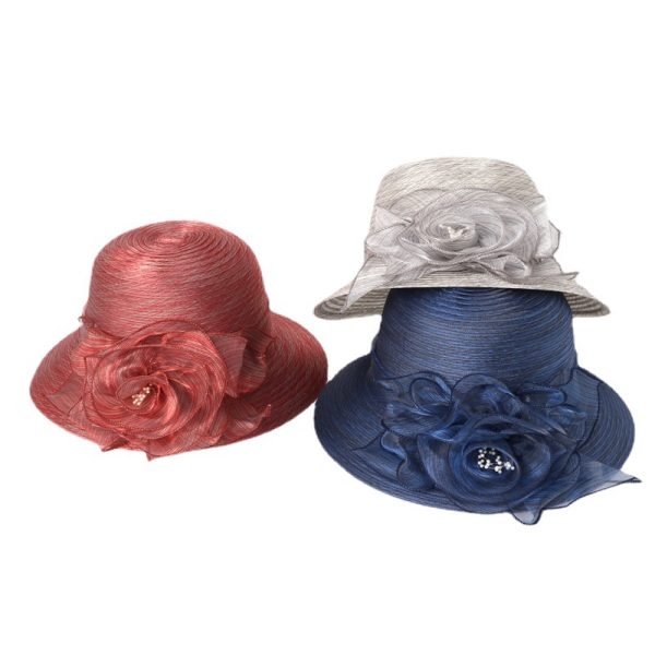 2024 new wholesale organza flowers caps for women summer visor cap travel floppy hat custom rope hats - Image 6