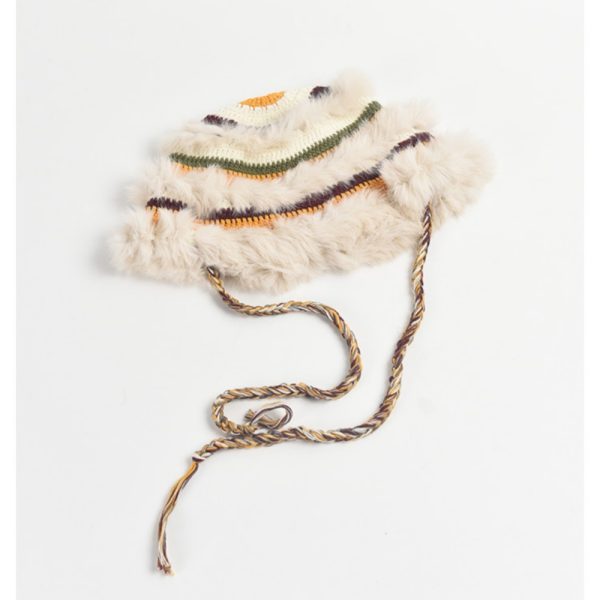 2024 wholesale rabbit fur hats warm fashion winter bucket hats baby beanie caps rope hats crochet caps - Image 4