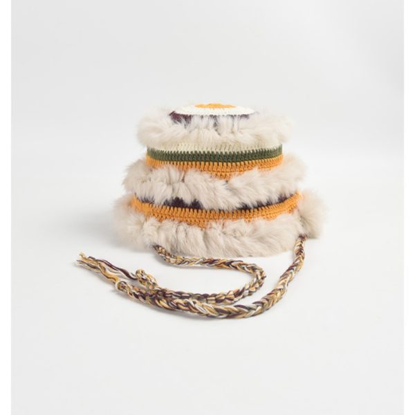 2024 wholesale rabbit fur hats warm fashion winter bucket hats baby beanie caps rope hats crochet caps - Image 5