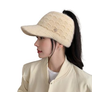 2024 wholesale Autumn and winter  Women Winter Hats Knitted Wool Cap Sequin Applique Earflap Hat Beanie Cap