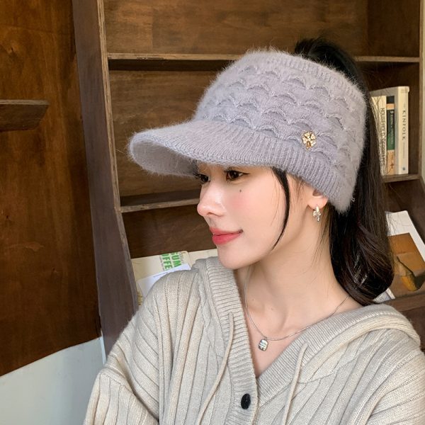 2024 wholesale Autumn and winter  Women Winter Hats Knitted Wool Cap Sequin Applique Earflap Hat Beanie Cap - Image 4