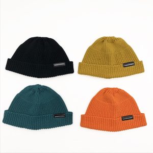 2024 wholesale Solid color checkerboard knitted hat INS style beanie hat fashionable outdoor ear protection bennie hat