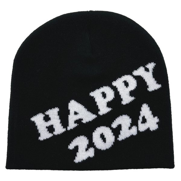 2024 wholesale Solid color wool knitted cap happy new year theme custom hats trucker caps beanie hats - Image 3