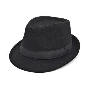 2024 custom black new Fist solid color fedora top hats wholesale woolen fedora hat & caps promotional hats