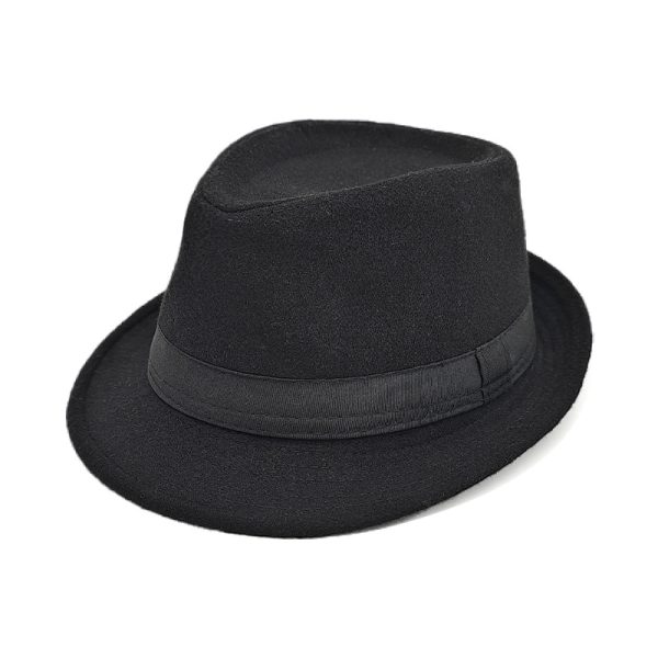 2024 custom black new Fist solid color fedora top hats wholesale woolen fedora hat & caps promotional hats