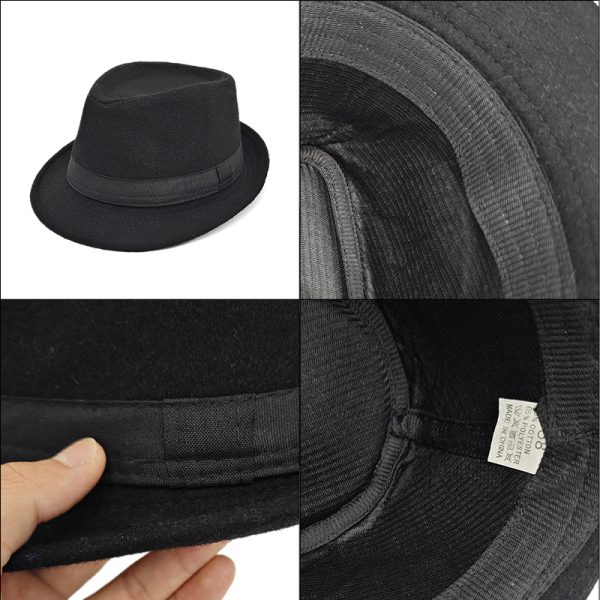 2024 custom black new Fist solid color fedora top hats wholesale woolen fedora hat & caps promotional hats - Image 2