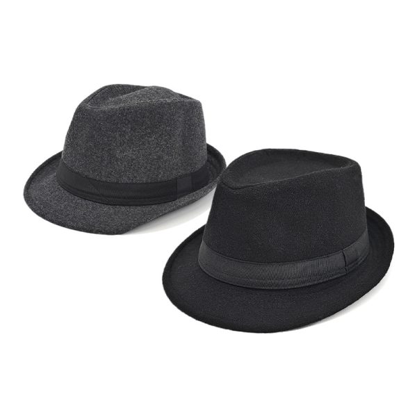 2024 custom black new Fist solid color fedora top hats wholesale woolen fedora hat & caps promotional hats - Image 3
