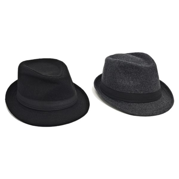 2024 custom black new Fist solid color fedora top hats wholesale woolen fedora hat & caps promotional hats - Image 4
