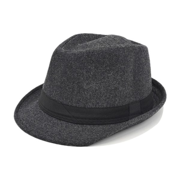 2024 custom black new Fist solid color fedora top hats wholesale woolen fedora hat & caps promotional hats - Image 5