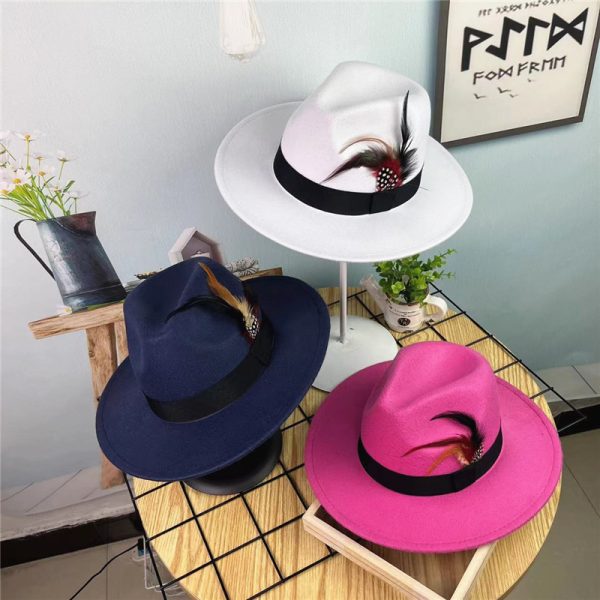 fedora formal hat wholesale male designer hats felt custom color panama cap wedding high quality caps - Image 2