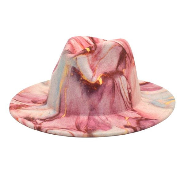 tie -dye panama hat custom felt formal hats wholesale new fedora dad caps hijab party unisex hats designer cap - Image 3