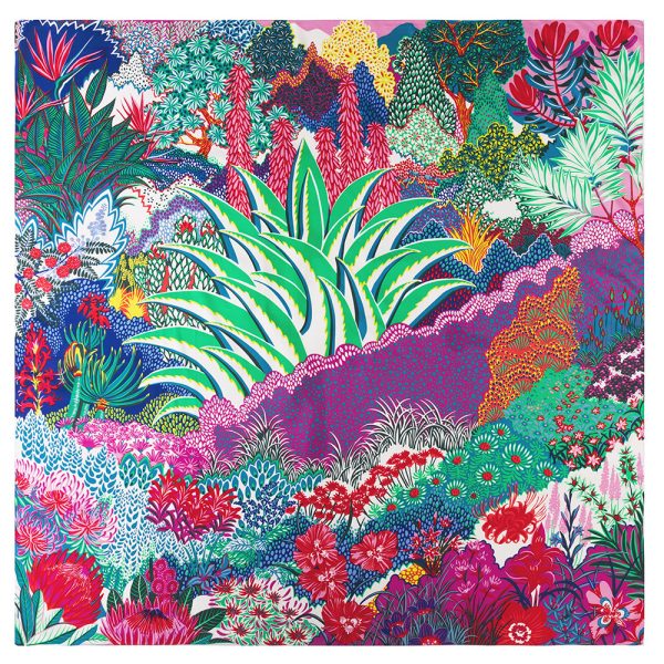 Women's Fashion Jungle Flower Birds Print Silk Scarves Twill Satin Square Scarf - Image 2