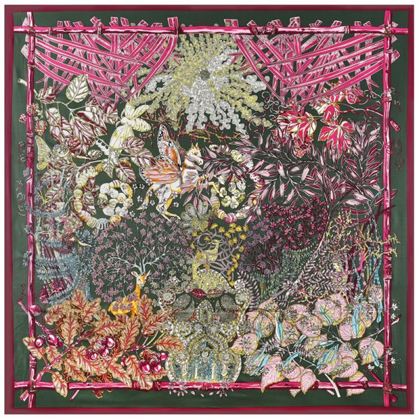 Women's Fashion Jungle Flower Birds Print Silk Scarves Twill Satin Square Scarf - Image 3