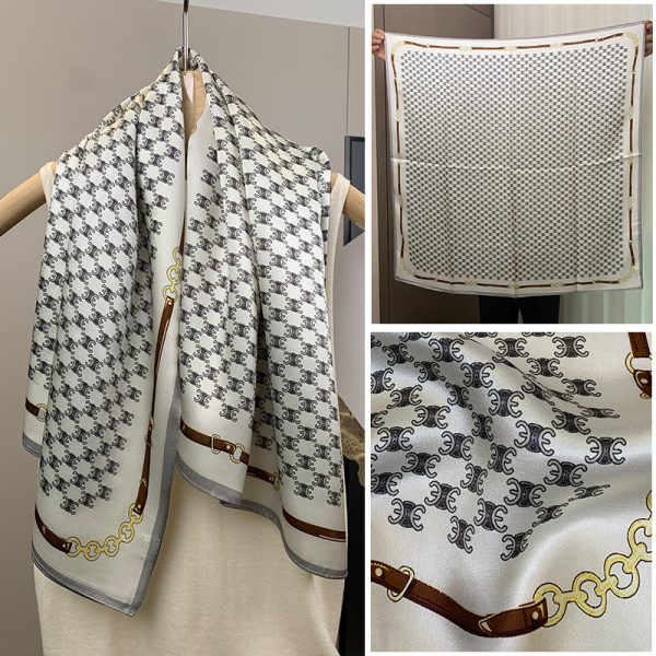 Custom Printed Personalized summer high quality square scarf & handkerchiefs INS style pattern design silk scarf for women - Image 2