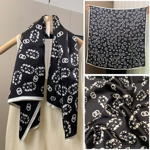 Custom Printed Personalized summer high quality square scarf & handkerchiefs INS style pattern design silk scarf for women - Image 6
