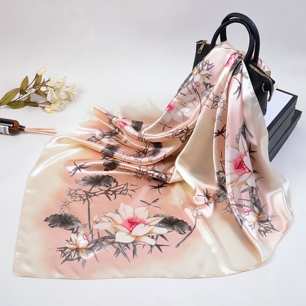 wholesale flower print new silk scarf for women luxury popular style silk scarves 90*90 cm silk scarf - Image 2