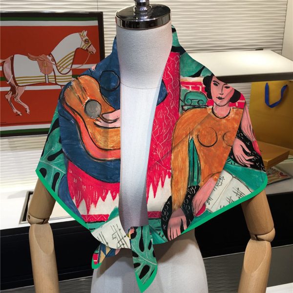 custom logo 90*90 cm silk scarf women head soft silk scarves luxury abstract silk satin scarves - Image 5