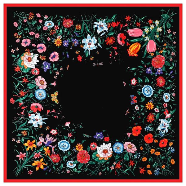wholesale flower pattern silk scarf silk square printed scarves custom logo popular metallic silk scarf - Image 2