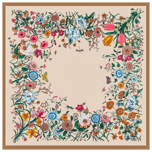 wholesale flower pattern silk scarf silk square printed scarves custom logo popular metallic silk scarf - Image 4