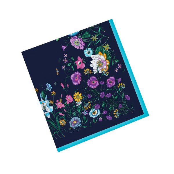 wholesale flower pattern silk scarf silk square printed scarves custom logo popular metallic silk scarf - Image 5