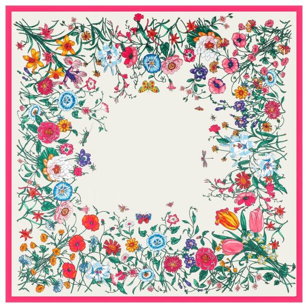 wholesale flower pattern silk scarf silk square printed scarves custom logo popular metallic silk scarf - Image 6
