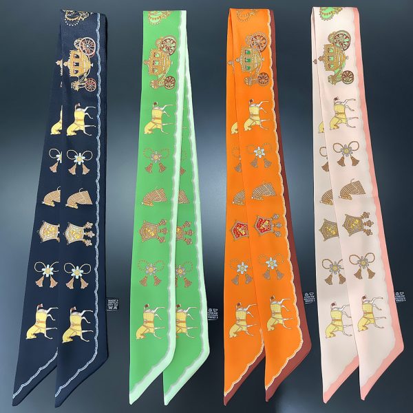 wholesale twill bag silk scarf women and men custom head silk scarves ribbon candy color silk scarf - Image 2