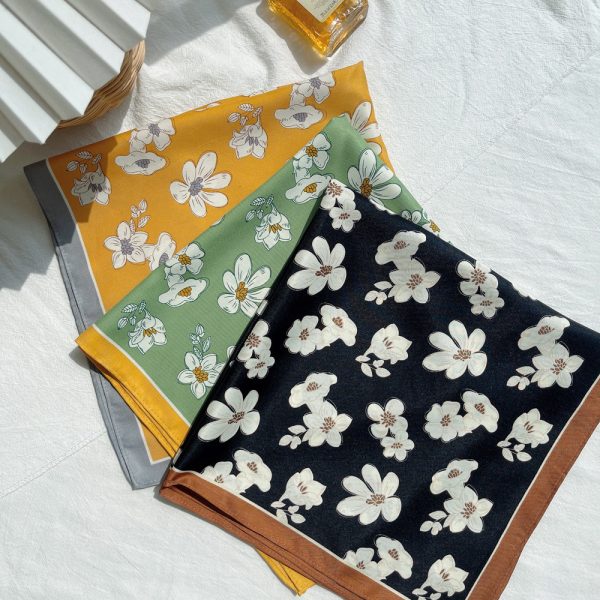 wholesale small daisy pattern silk scarf custom logo 53*53 cm women head silk scarves popular style silk scarves - Image 4
