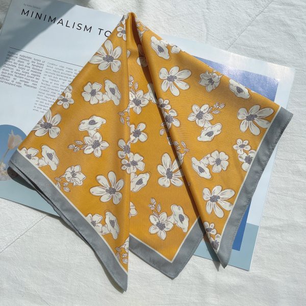 wholesale small daisy pattern silk scarf custom logo 53*53 cm women head silk scarves popular style silk scarves - Image 5