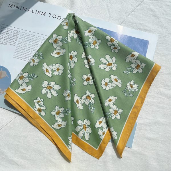 wholesale small daisy pattern silk scarf custom logo 53*53 cm women head silk scarves popular style silk scarves - Image 6