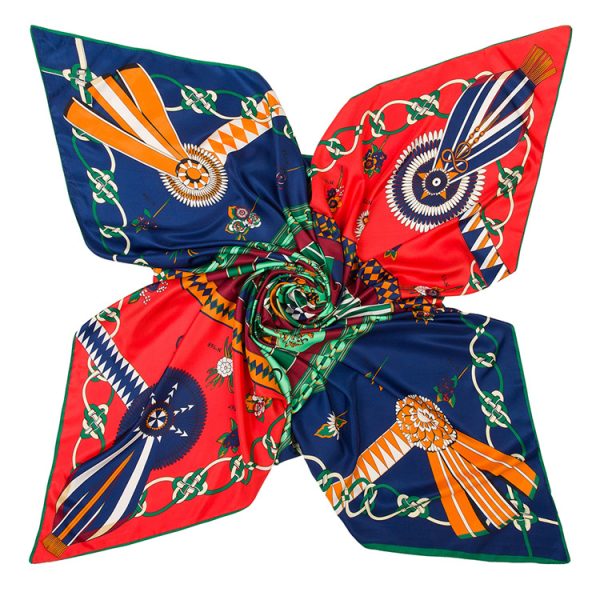 square fan designer belly dance hip scarves a high-quality ethnic scarves & shawls luxury silk scarfs - Image 4