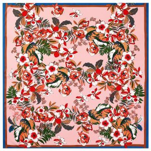130*130 cm embroidery scarf hijab wholesale ladies luxury flower scarf printed silk scarves making machine