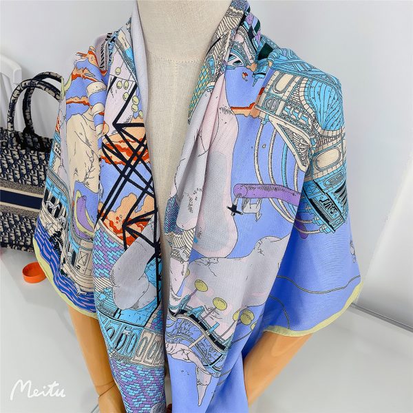 silk head men square scarf natural silk printed custom scarves fabric designer girls plush luxury scarf - Image 5