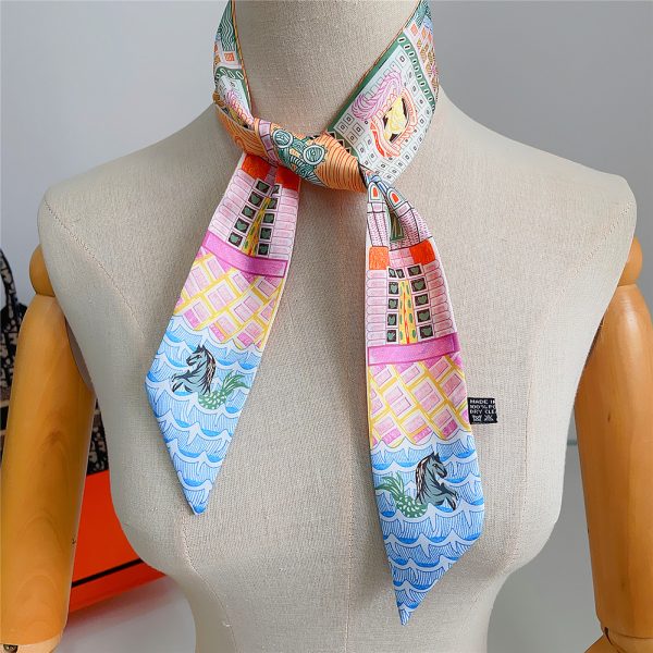 bag custom other scarves satin women designer a high-quality scarf wholesale printed girls scarfs 90*5 cm - Image 3