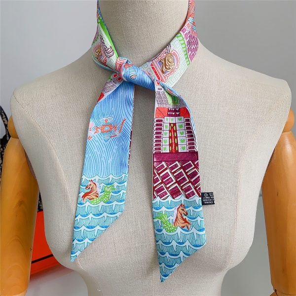 bag custom other scarves satin women designer a high-quality scarf wholesale printed girls scarfs 90*5 cm - Image 4