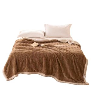 sherpa throw blanket custom diamond pattern bed double layers weighted coral fleece flannel blankets throws faux-lamb's wool