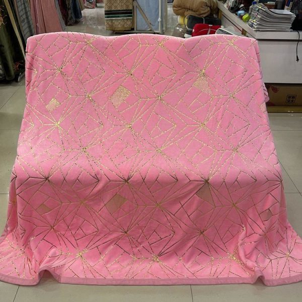 shining gold stamping fleece flannel blanket for winter custom diamond pattern bed weighted coral fleece flannel blankets throws - Image 5