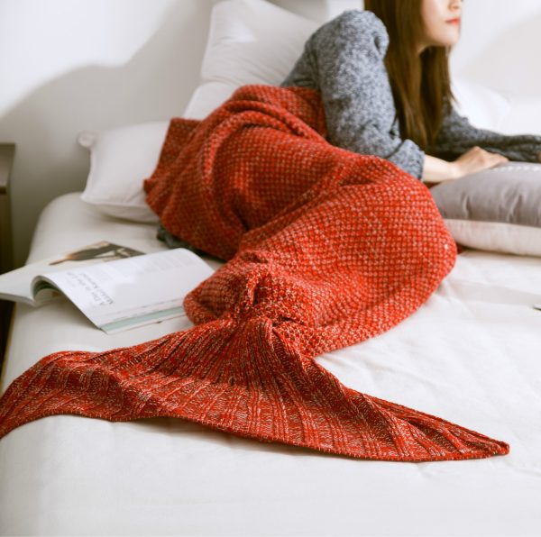2023 hot sale  christmas Mermaid knitted blanket for pram baby carriage stroller covers Fish tail knitted baby blanket - Image 2