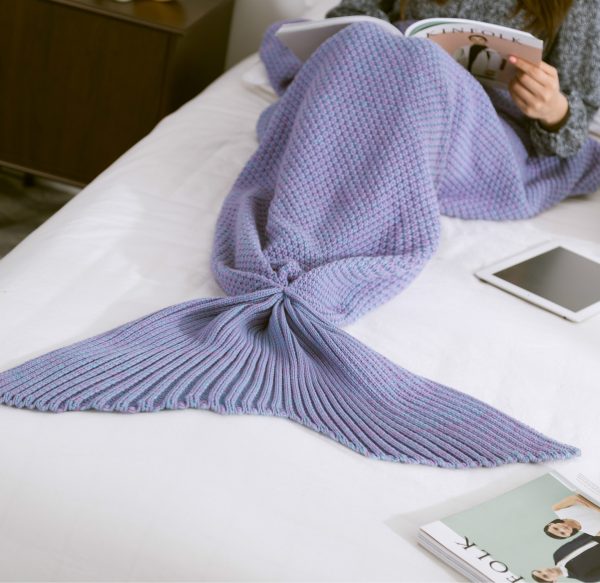 2023 hot sale  christmas Mermaid knitted blanket for pram baby carriage stroller covers Fish tail knitted baby blanket - Image 3