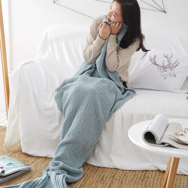 2023 hot sale  christmas Mermaid knitted blanket for pram baby carriage stroller covers Fish tail knitted baby blanket - Image 5