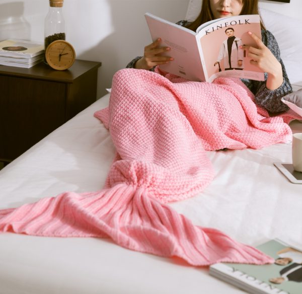 2023 hot sale  christmas Mermaid knitted blanket for pram baby carriage stroller covers Fish tail knitted baby blanket - Image 6