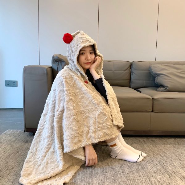 2024 hot sale wholesale other blankets & throws hooded hoodie wearable blanket for winter Rabbit style sherpa blanket - Image 6