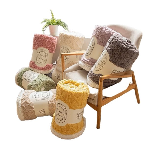 2024Solid color new sherpa throw fleece flannel blanket for winter custom Double -layer bed weighted  throw blankets & throws