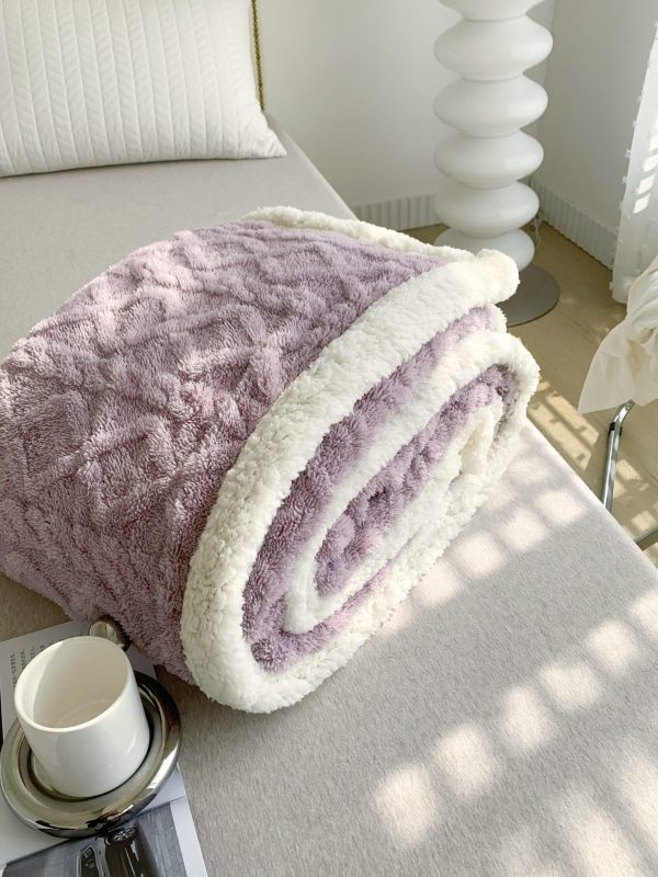 2024Solid color new sherpa throw fleece flannel blanket for winter custom Double -layer bed weighted  throw blankets & throws - Image 2