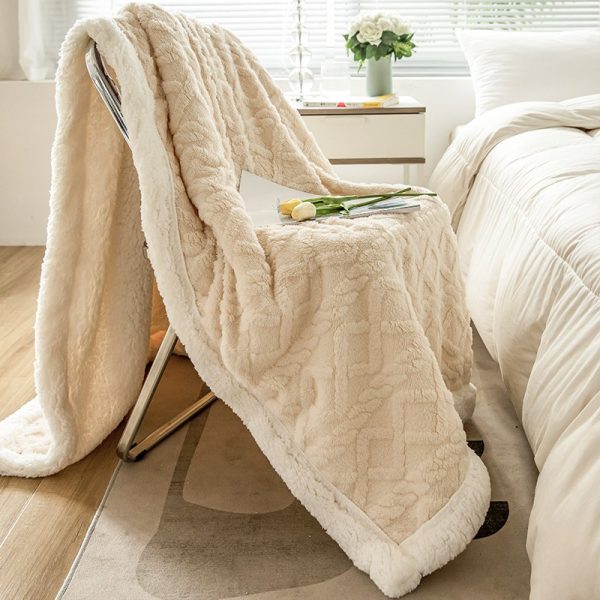 2024Solid color new sherpa throw fleece flannel blanket for winter custom Double -layer bed weighted  throw blankets & throws - Image 6