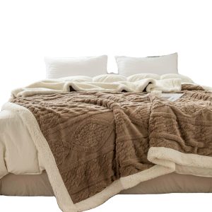 2024 new sherpa throw blanket for winter custom Double -layer bed weighted  bed throw blankets & throws coral fleece blankets