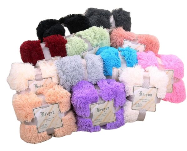 2024 new wholesale flannel fluffy faux fur blanket blanket for winter travel sublimation candy color blankets