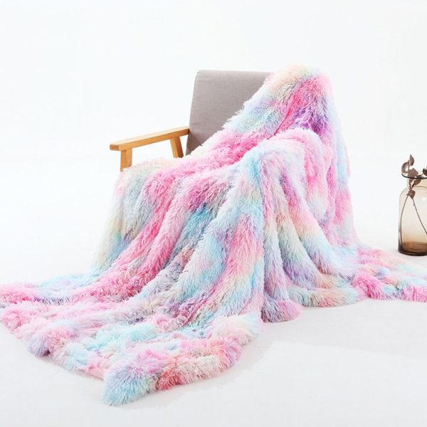 2024 new wholesale flannel fluffy faux fur blanket blanket for winter travel sublimation candy color blankets - Image 5