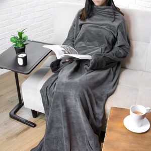 2024 new flannel soft blanket with sleeves cozy wearable swaddle blankets hug sleep personalized blanket